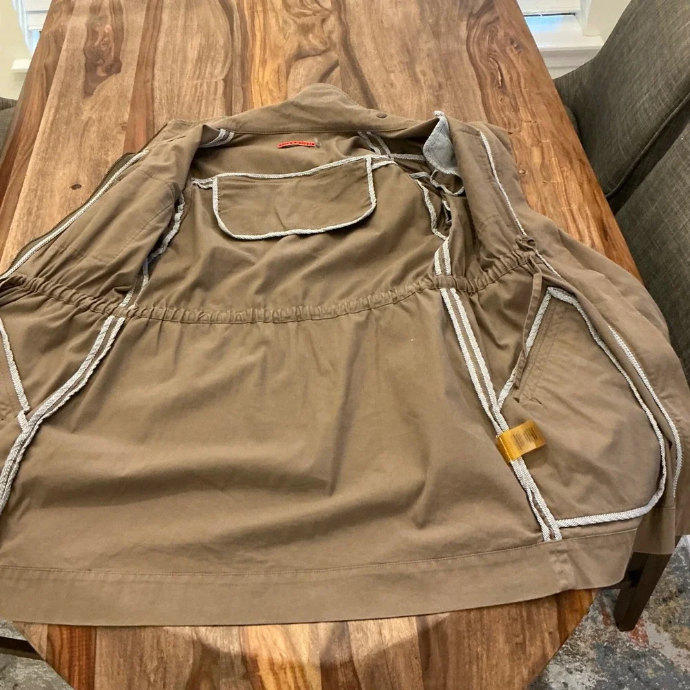 Alice + Olivia Khaki Utility Jacket Drawstring Waist Cargo Pockets Military - Picture 6 of 11